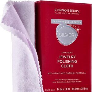 Connoisseurs Silver Jewelry Polishing Cloth Cleans Polishes All Silver Jewelry
